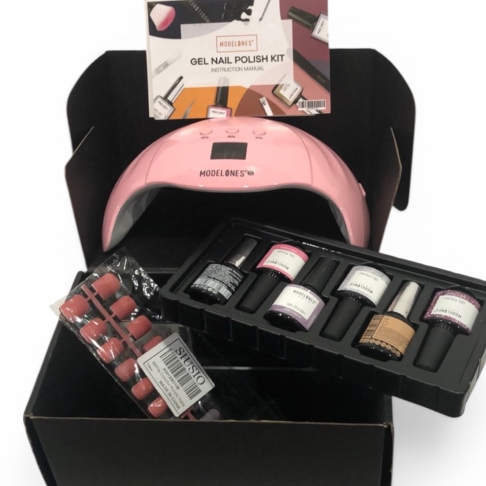 Modelones Pink Gel Nail Polish Kit with LED Lamp